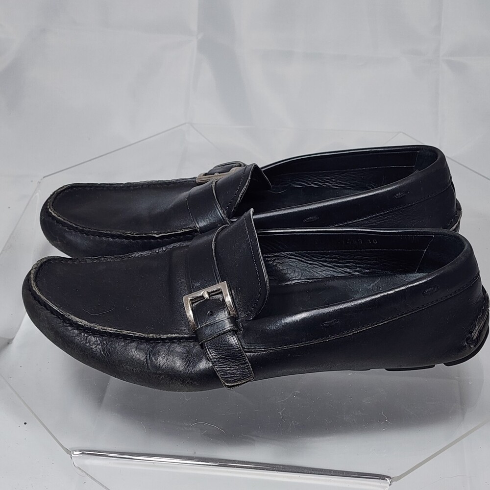 PRADA Men 10 Black Leather Drivers Driving Loafers Worn